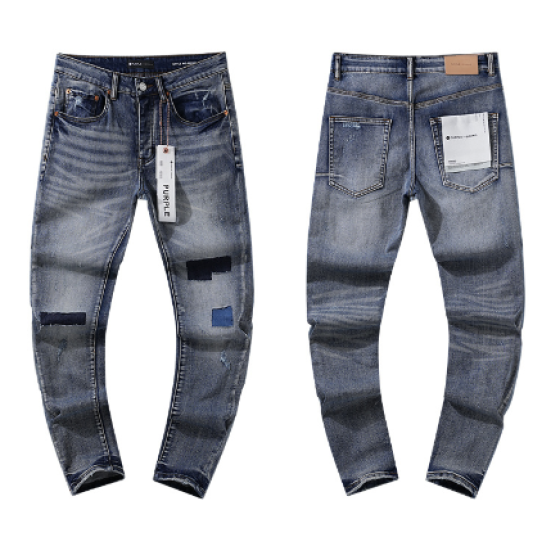 Light Blue Washed Slim Denim Jeans with Patchwork Details